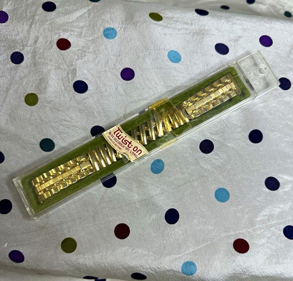 Twist-On Gold Stainless Steel Bracelet Wristwatch Band 11/16" Universal Vintage